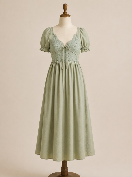 Altar'd State Dresses & Skirts - Altar'd State Elara Sage Green Lace Boho Maxi Dress Cottagecore Wedding Guest XS